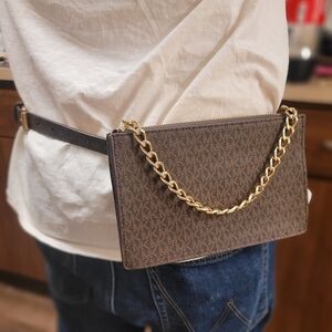 Michael Kors Black and Tan Belt Bag